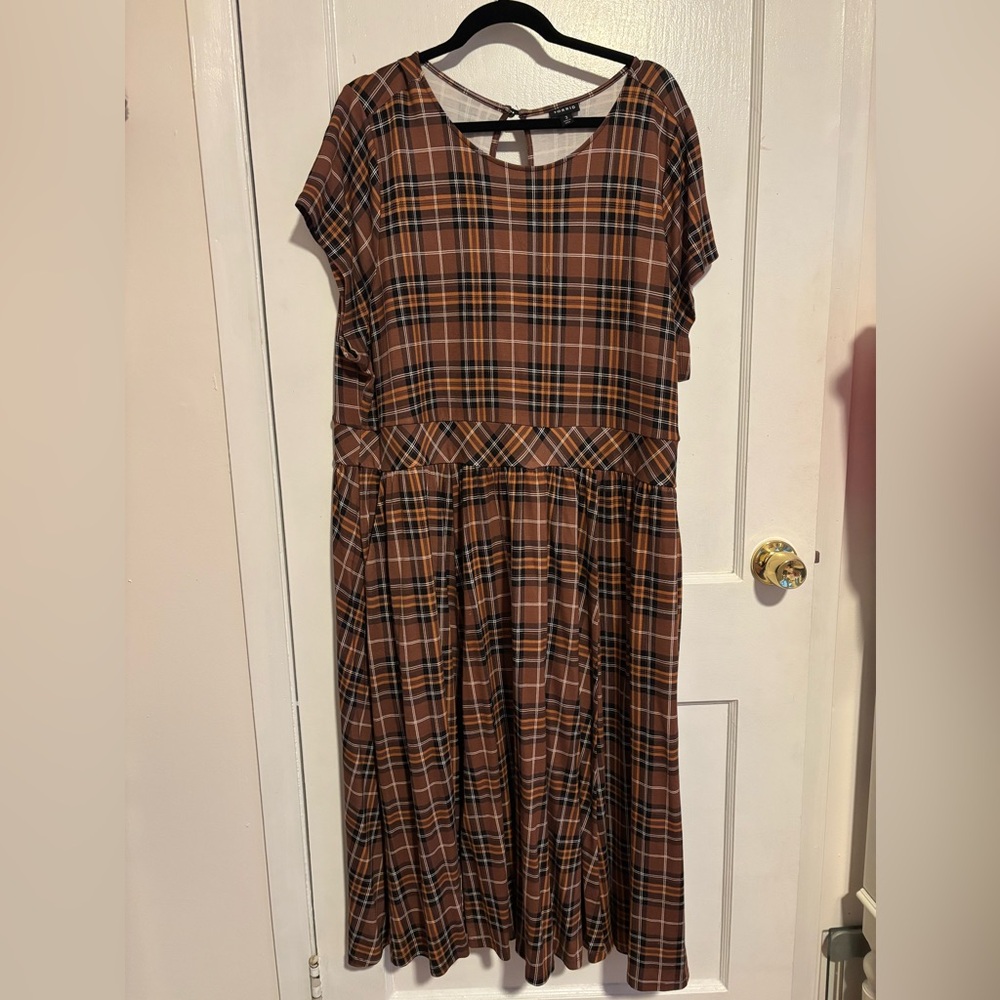 Torrid Brown Plaid Dress